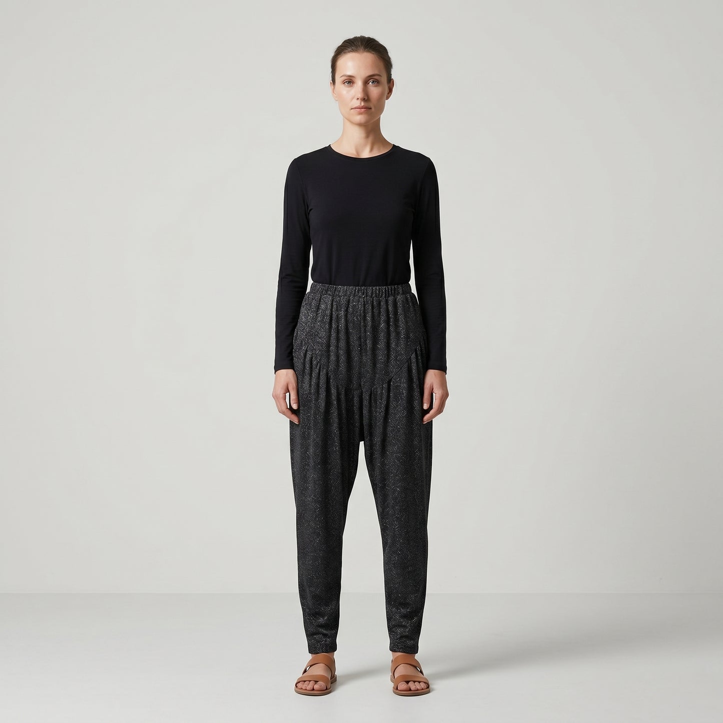 Shimmering Metallic Pleated Trousers