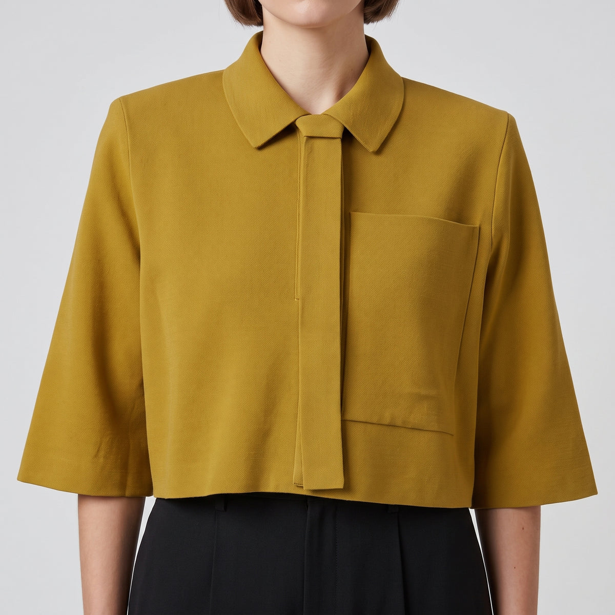 Cropped Mustard Utility Shirt