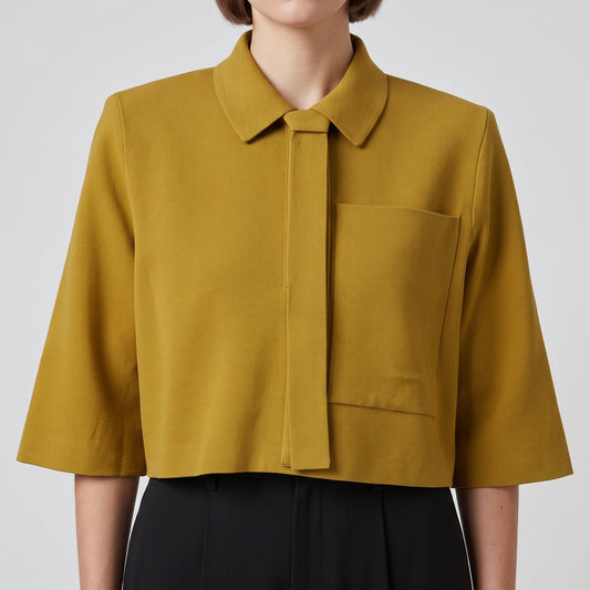 Cropped Mustard Utility Shirt