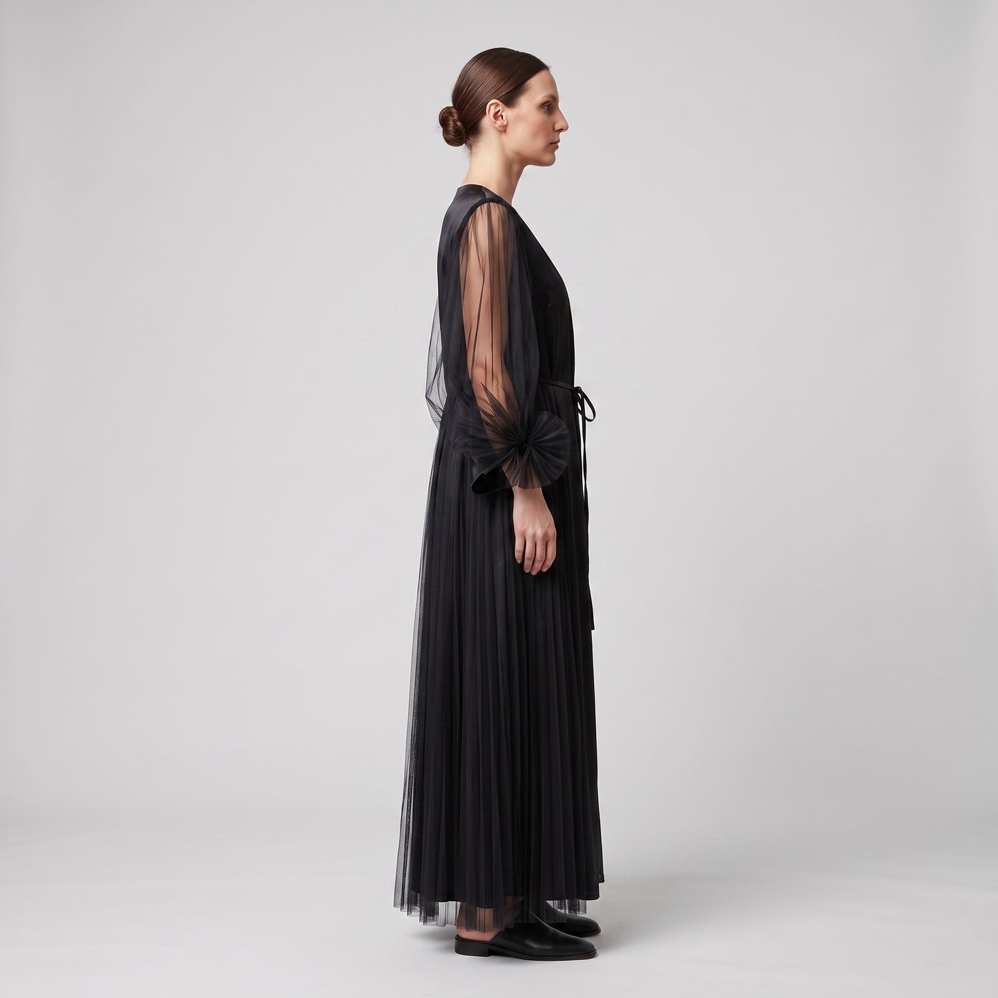Pleated Tulle Sheer Overlay