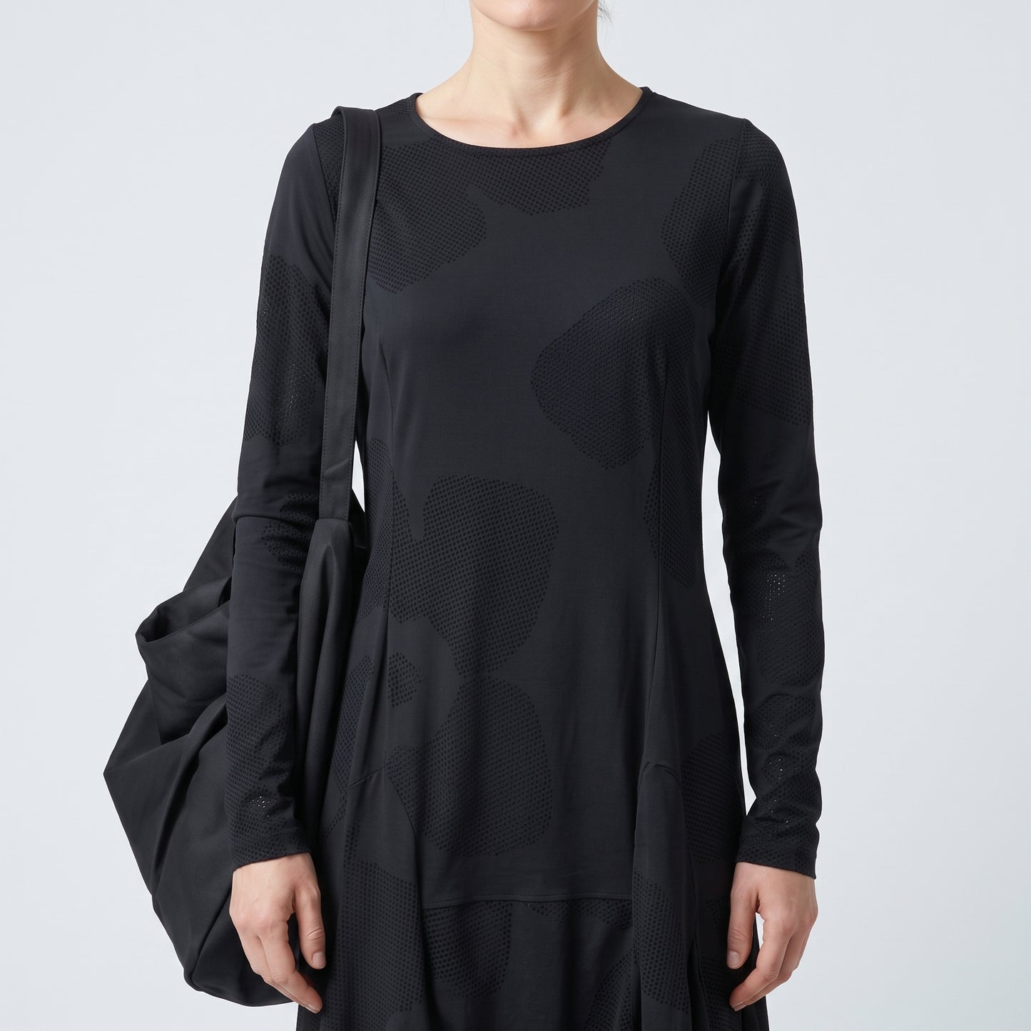 Textured Patterned Long Sleeve Dress