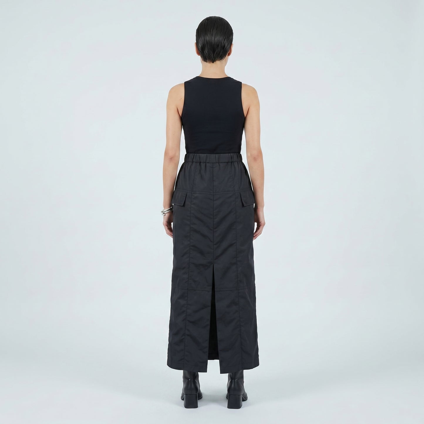 Black Cargo FLOOR LENGH Skirt