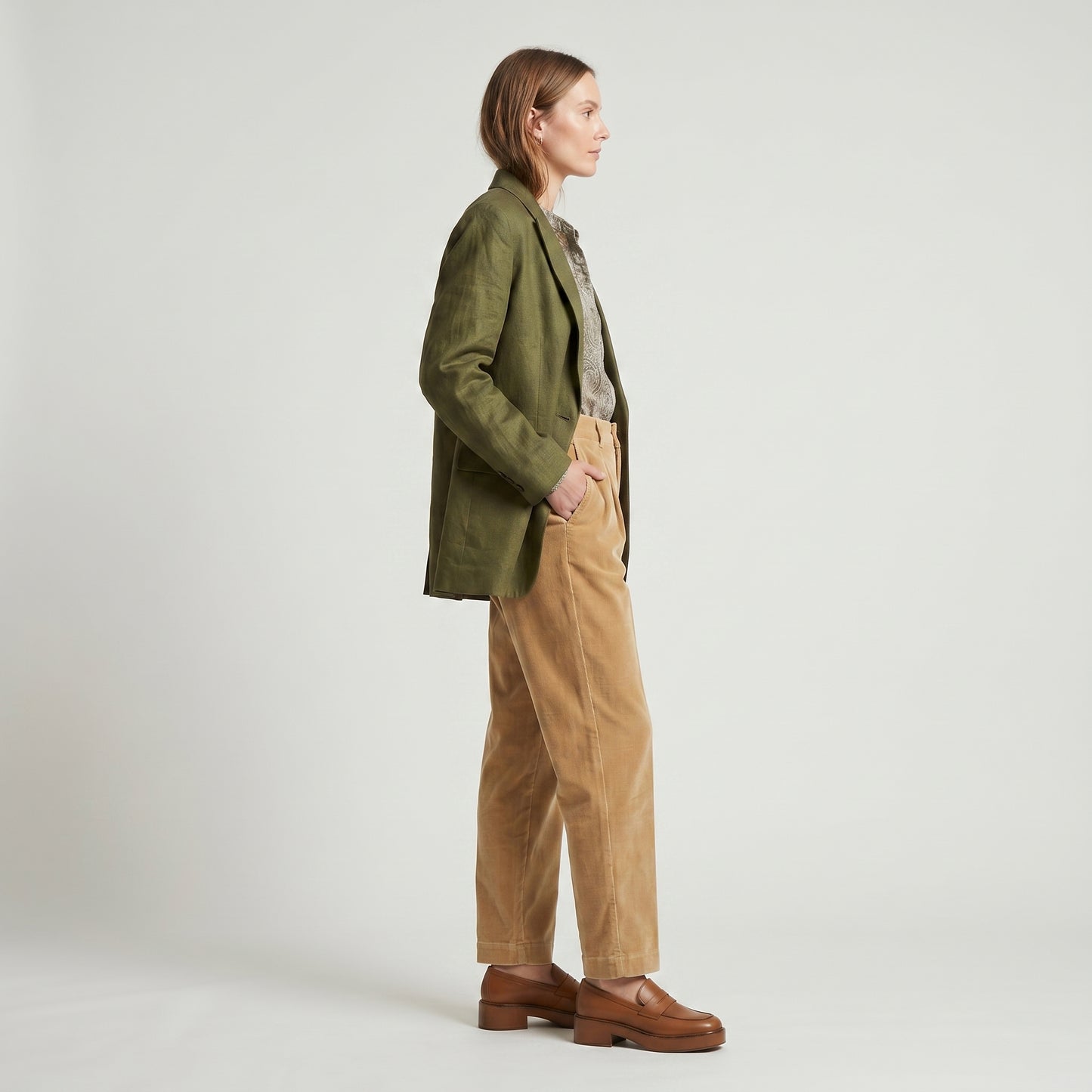 Tailored Pleated Velvet Trousers
