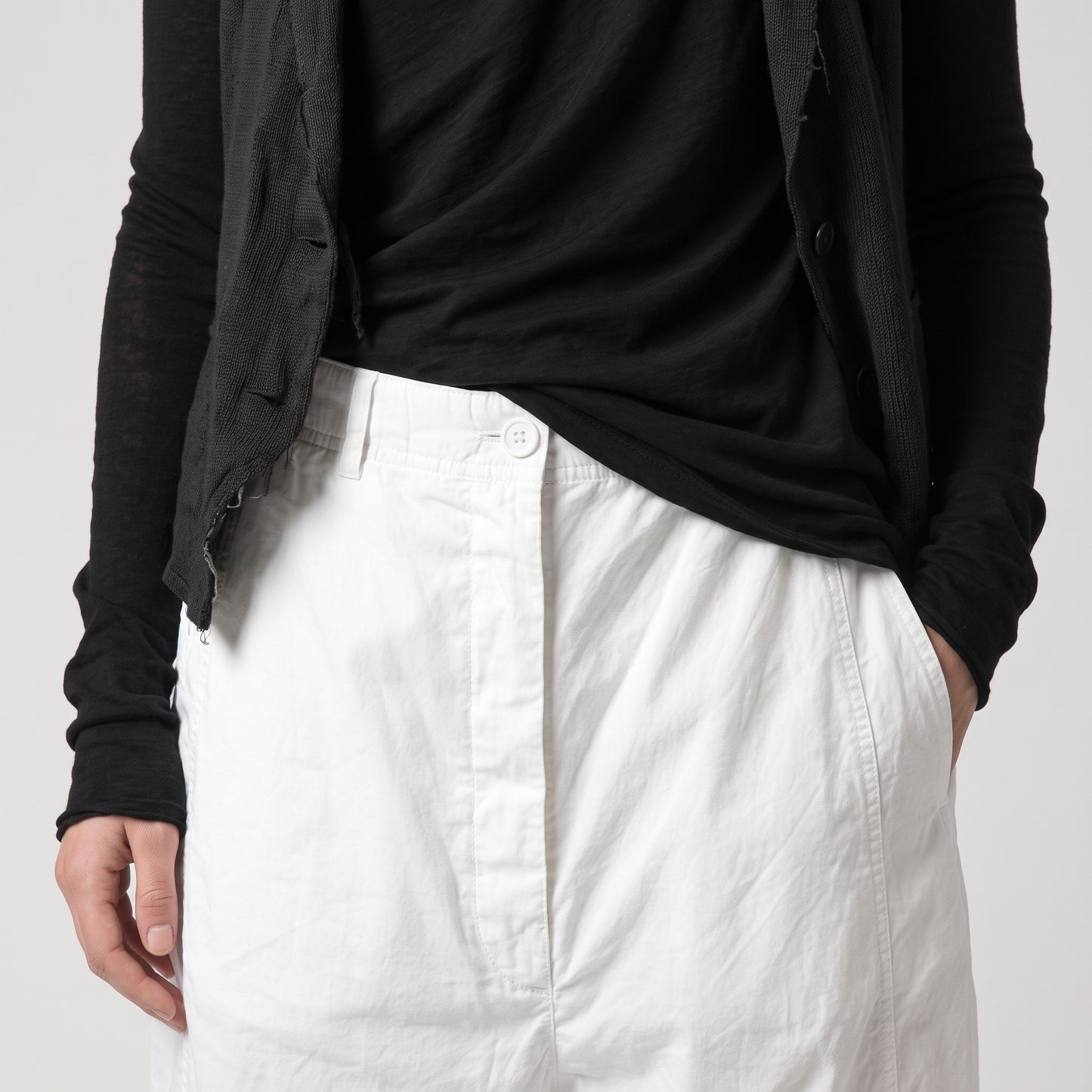 Relaxed Cropped White Trousers