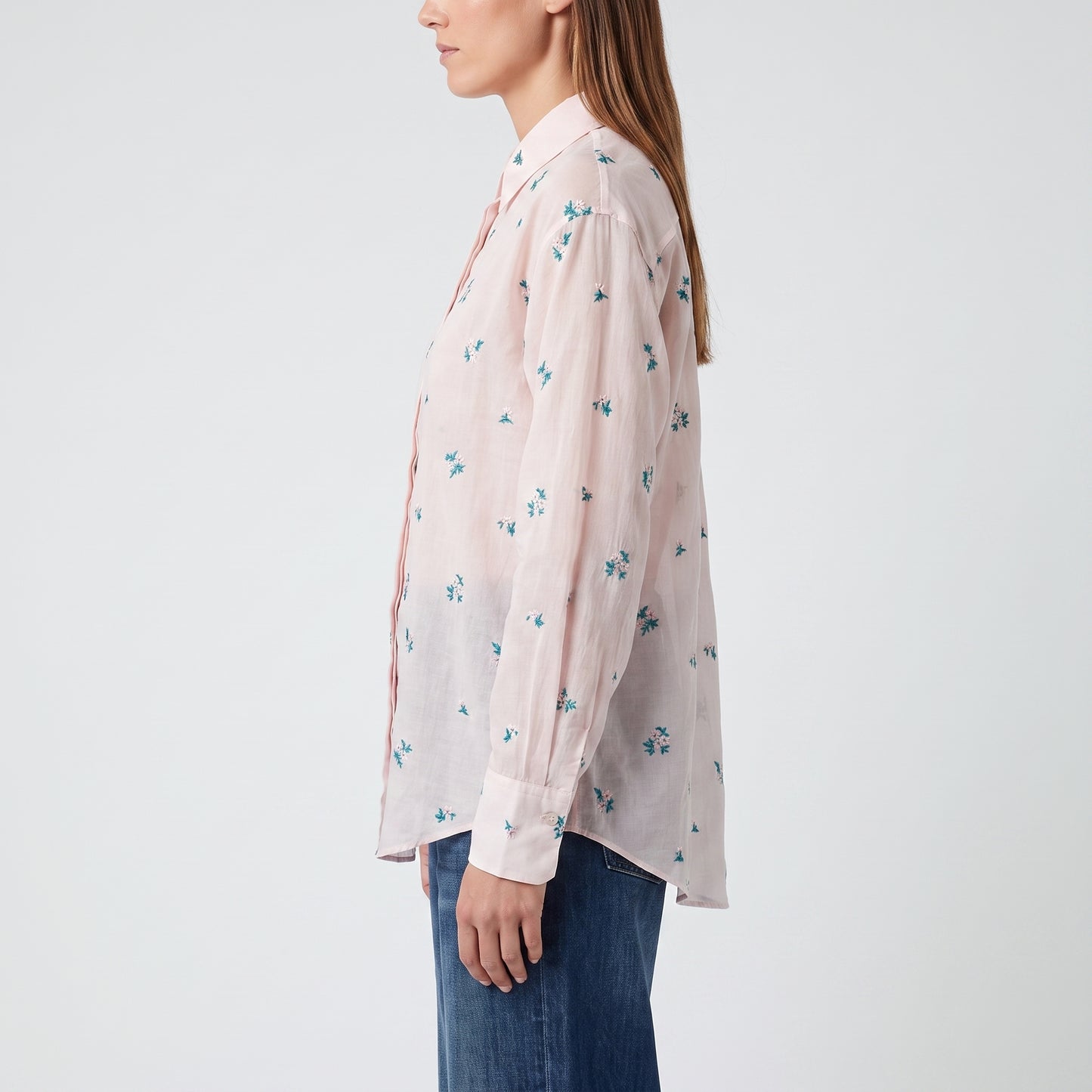 Floral Embroidered Cotton Shirt