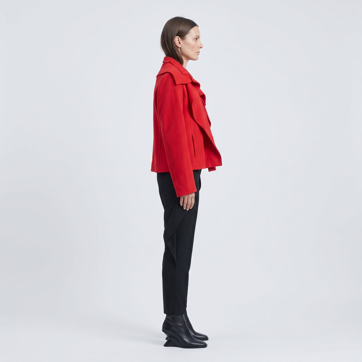 Structured Red Ruffle Jacket