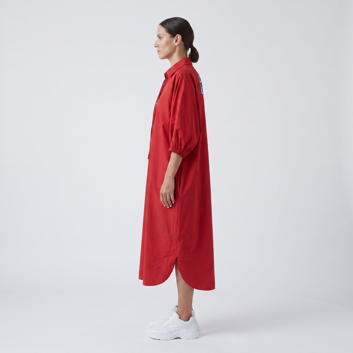 Lace-Up Cotton Poplin Dress
