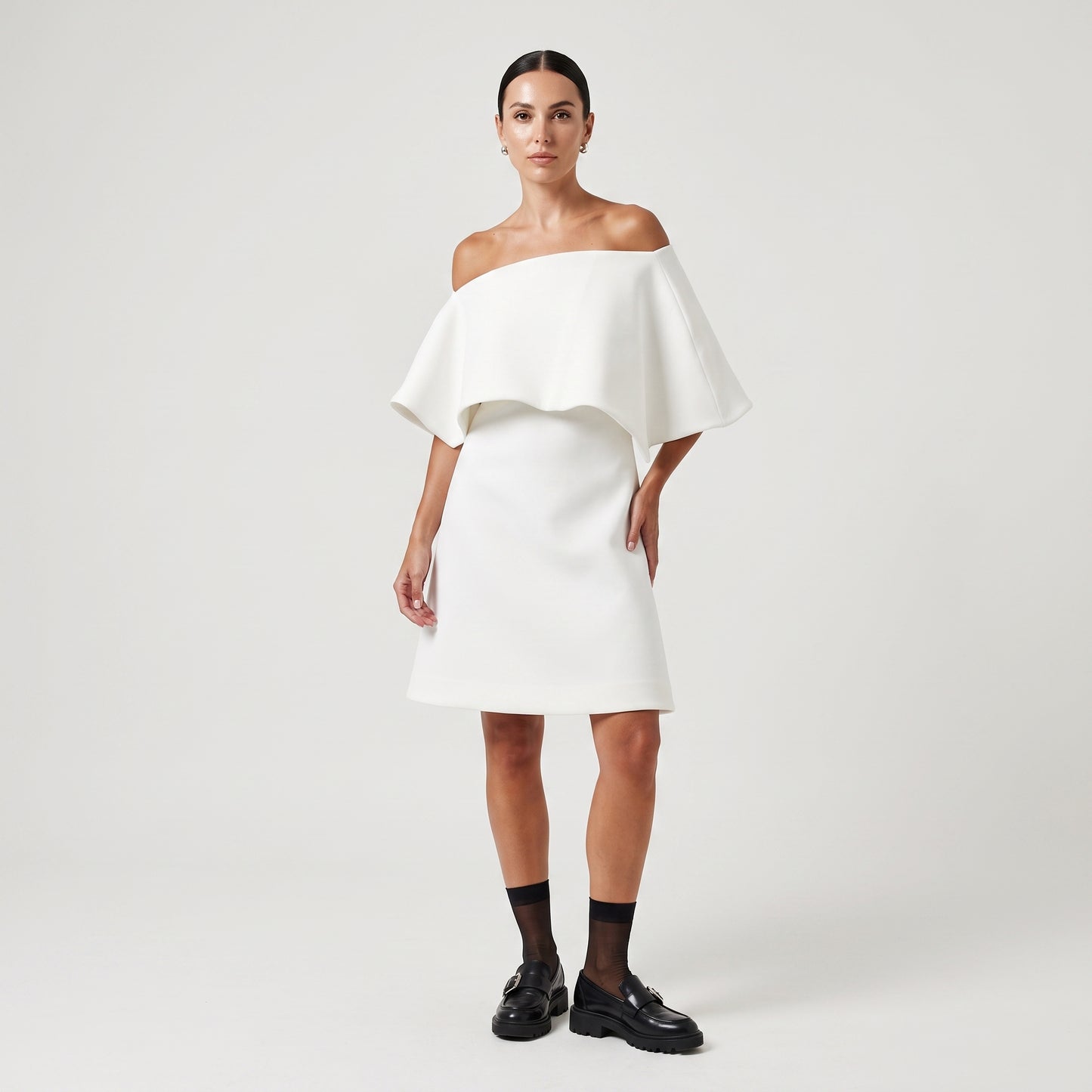 Off-Shoulder Architectural White Top