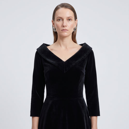 Black Tiered Velvet Jumpsuit