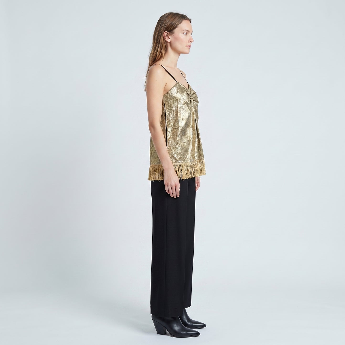 Metallic Floral Fringed Camisole