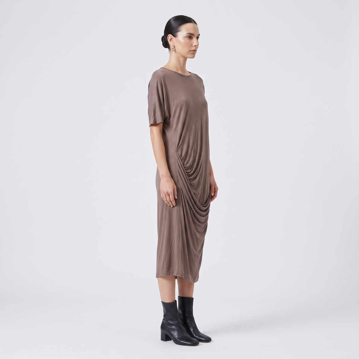 Draped Asymmetric Jersey Dress