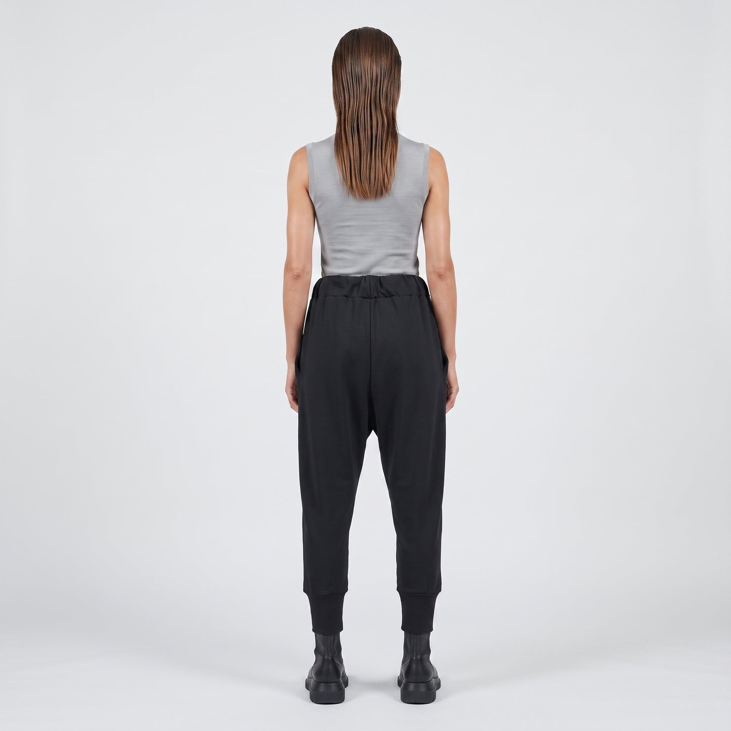 Tailored High-Waisted Black Joggers