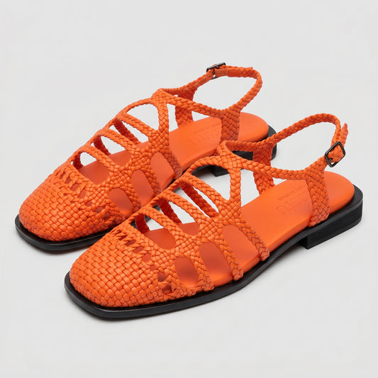 Woven Leather Slingback Sandals