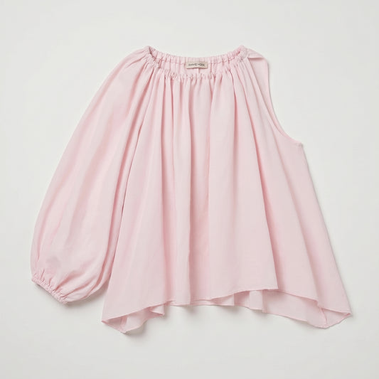 Asymmetric One Sleeve Pink Top