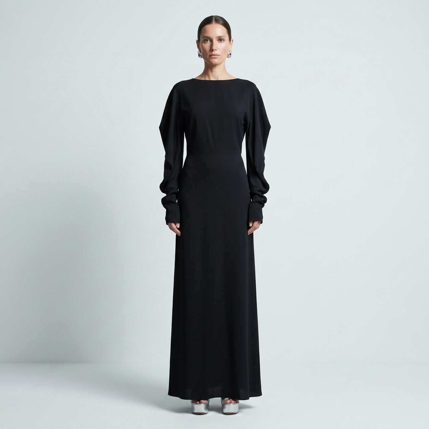 Elegant Cape Sleeve Maxi Dress
