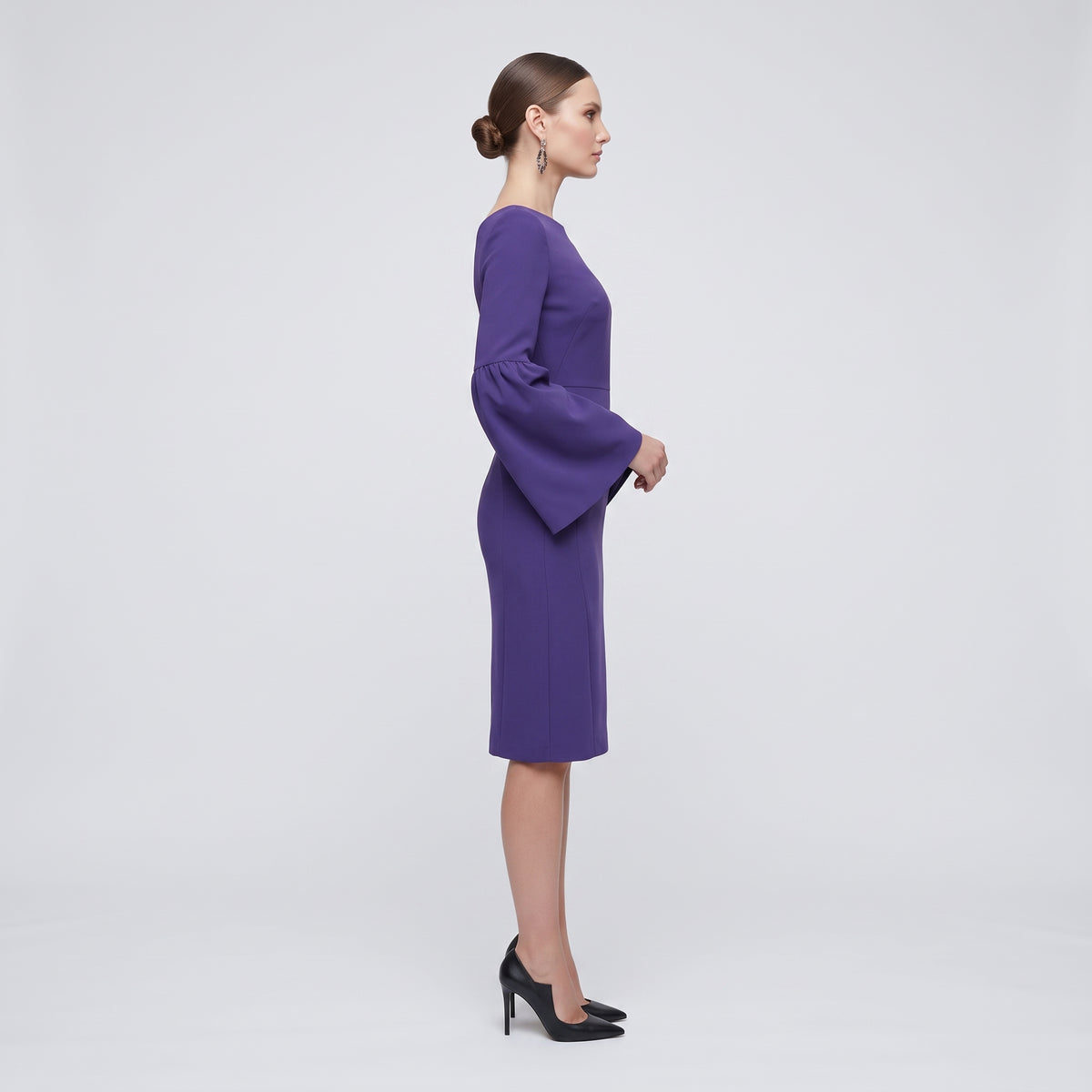 Elegant Bell-Sleeve Sheath Dress