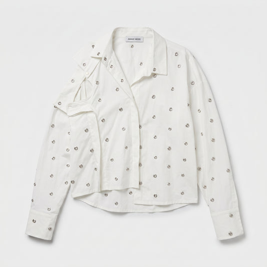 Embellished Asymmetric Cotton Shirt
