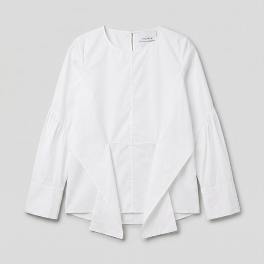 Crisp Cotton Architectural Peplum Blouse