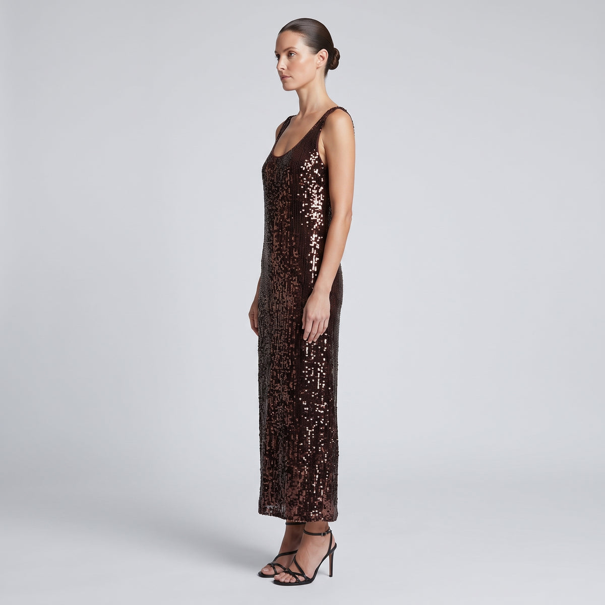 Sequined Scoop Neck Midi Dress