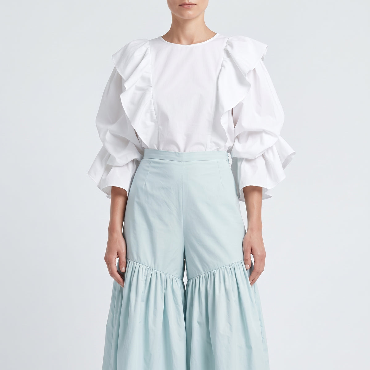 Mint Pleated Wide-Leg Trousers