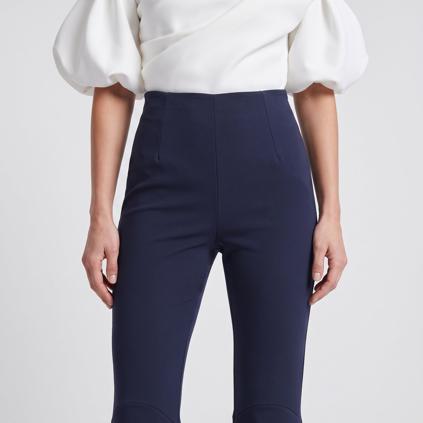 Black Flared Hem Trousers