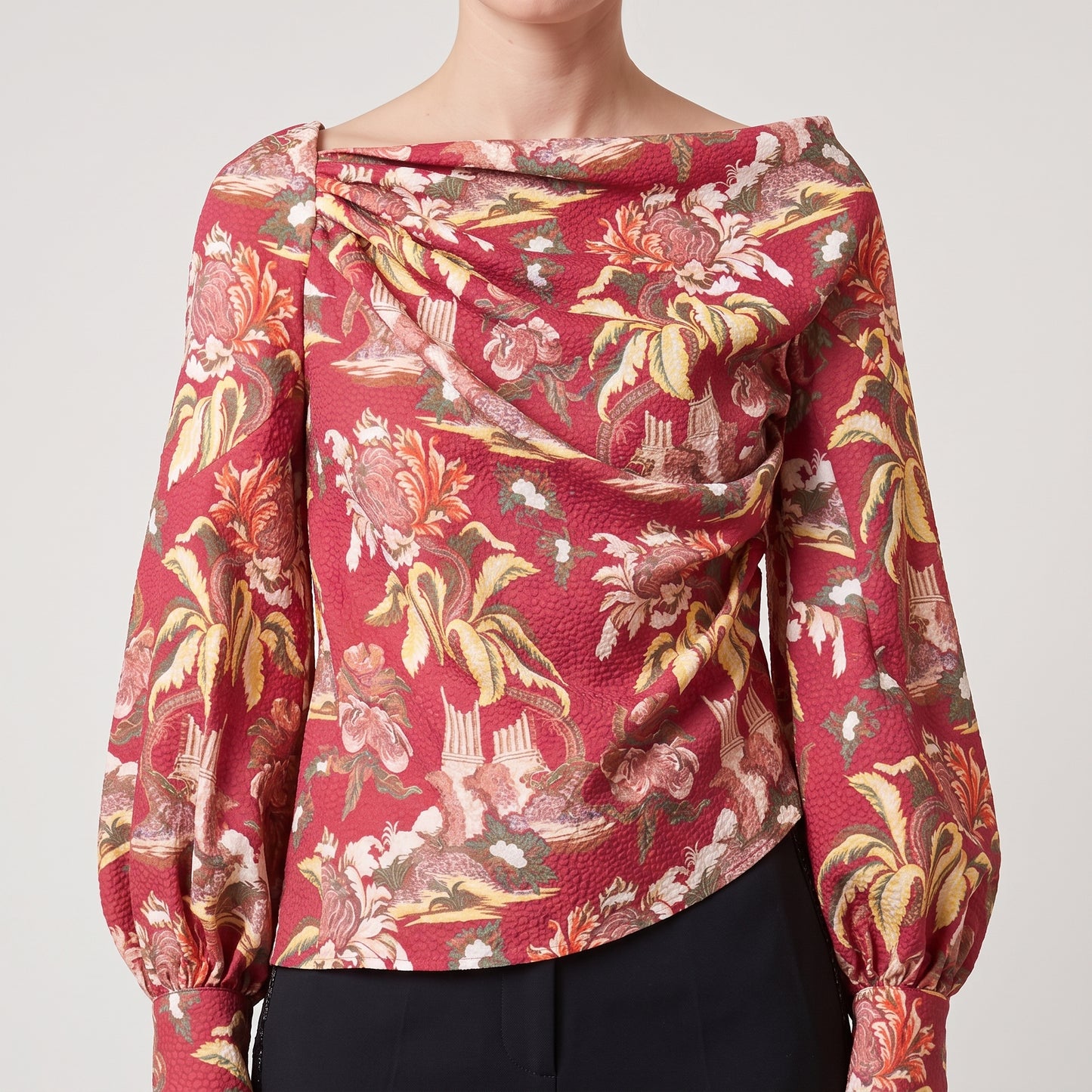 Floral Print Ruched Blouse