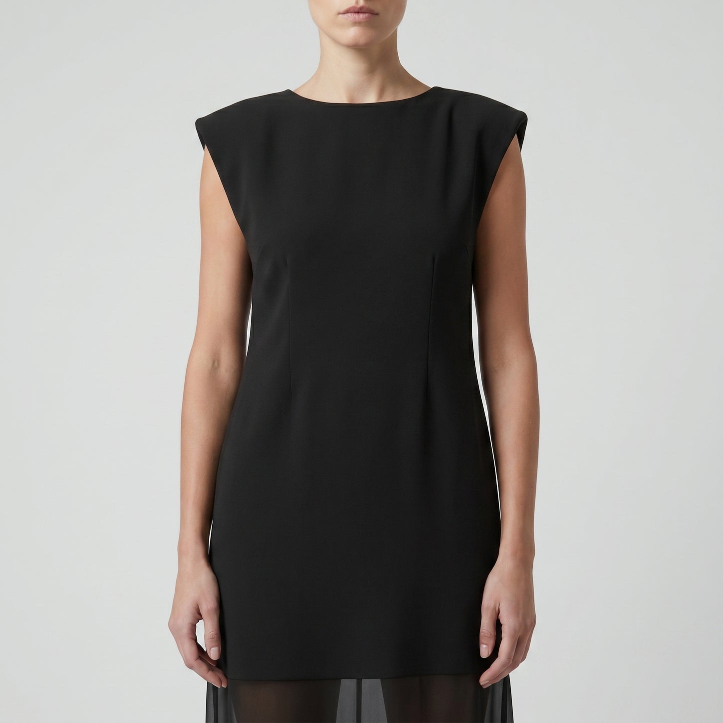 Sleeveless Sheer-Hem Maxi Dress