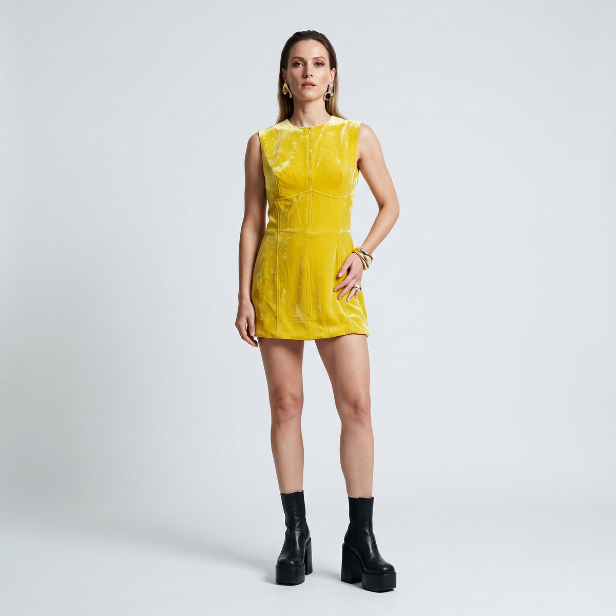 Structured Velvet Mini Dress