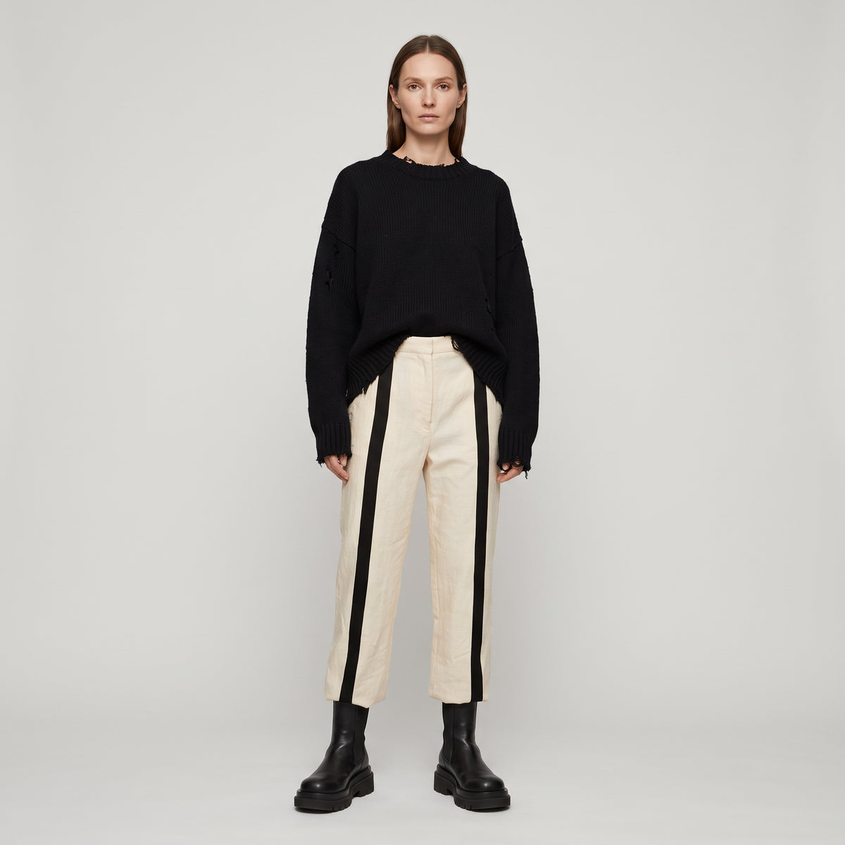 Striped Linen Tailored Trousers