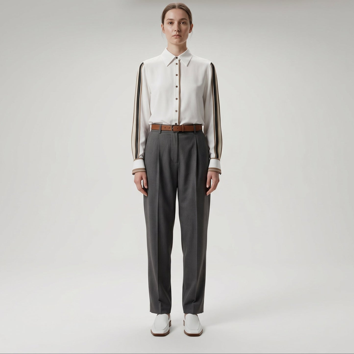 Striped Trim Classic Button-Down
