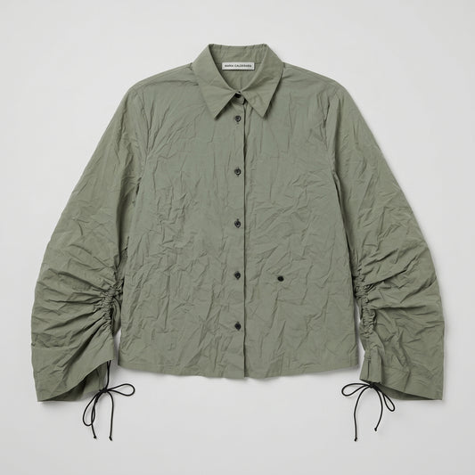 Crinkled Ruched Sleeve Shirt