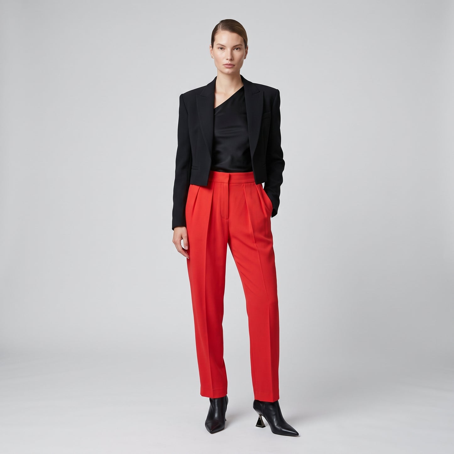 Tailored High-Rise Pleated Trousers