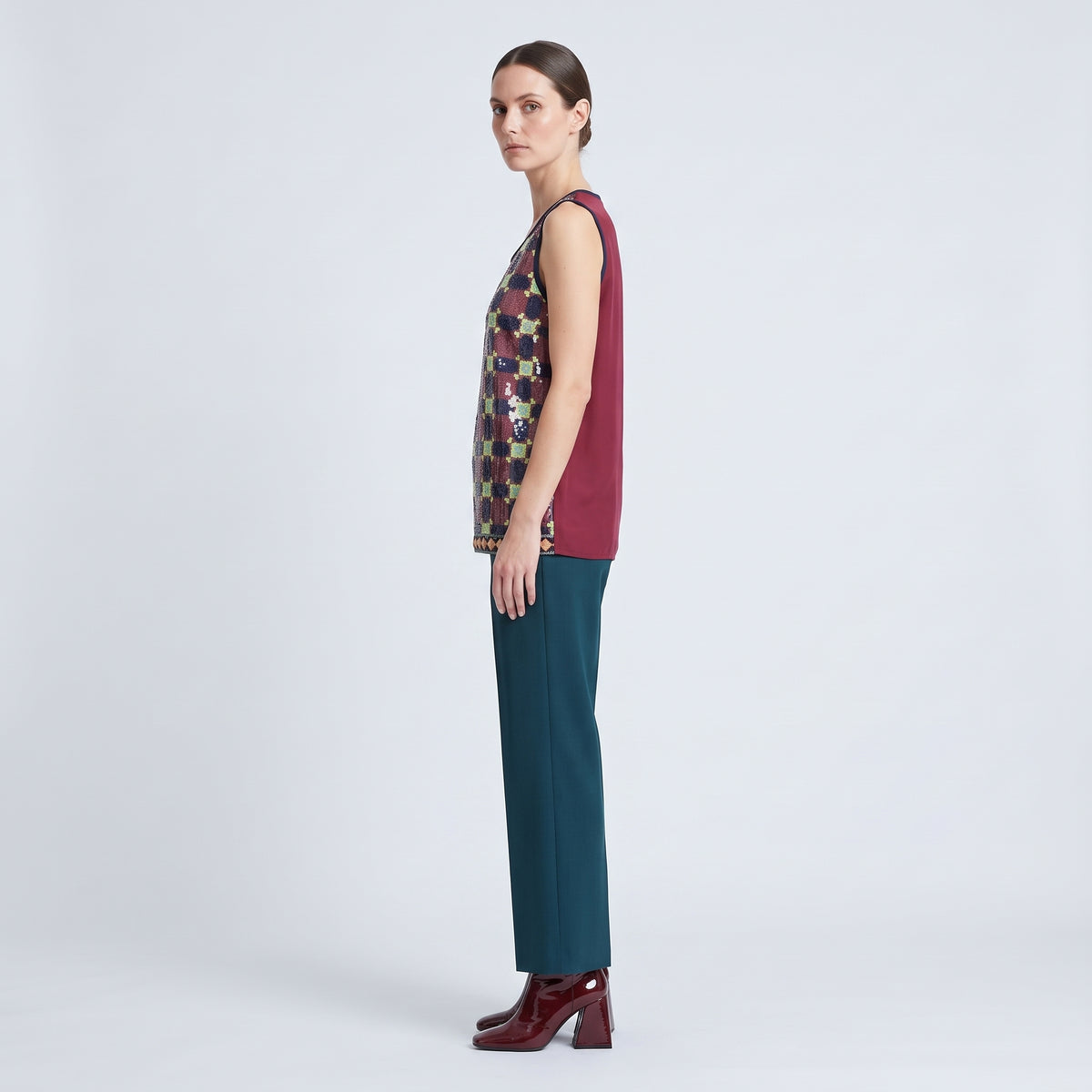 Sequin Geometric Sleeveless Top
