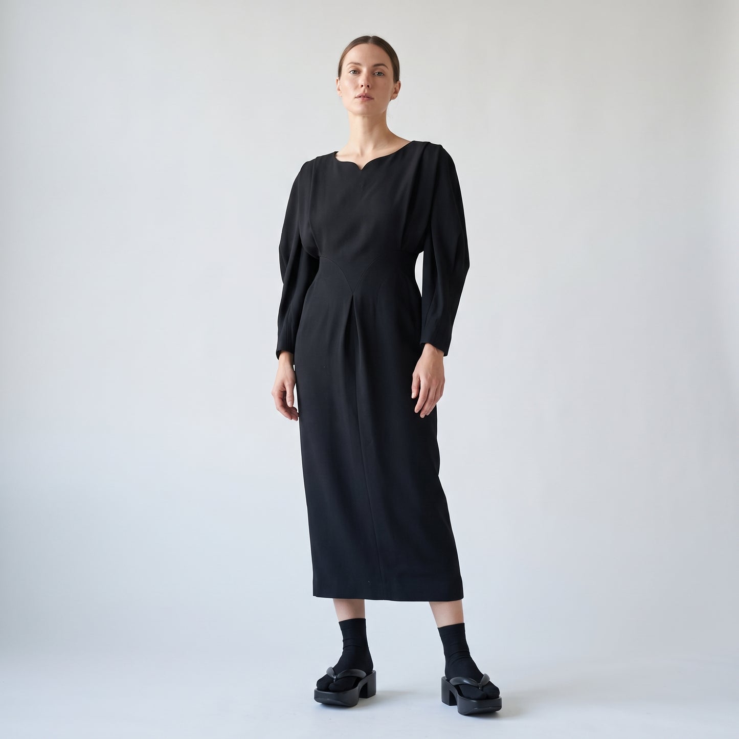 Structured Black Midi Dress