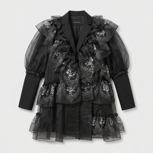 Ruffled Organza Tailored Jacket
