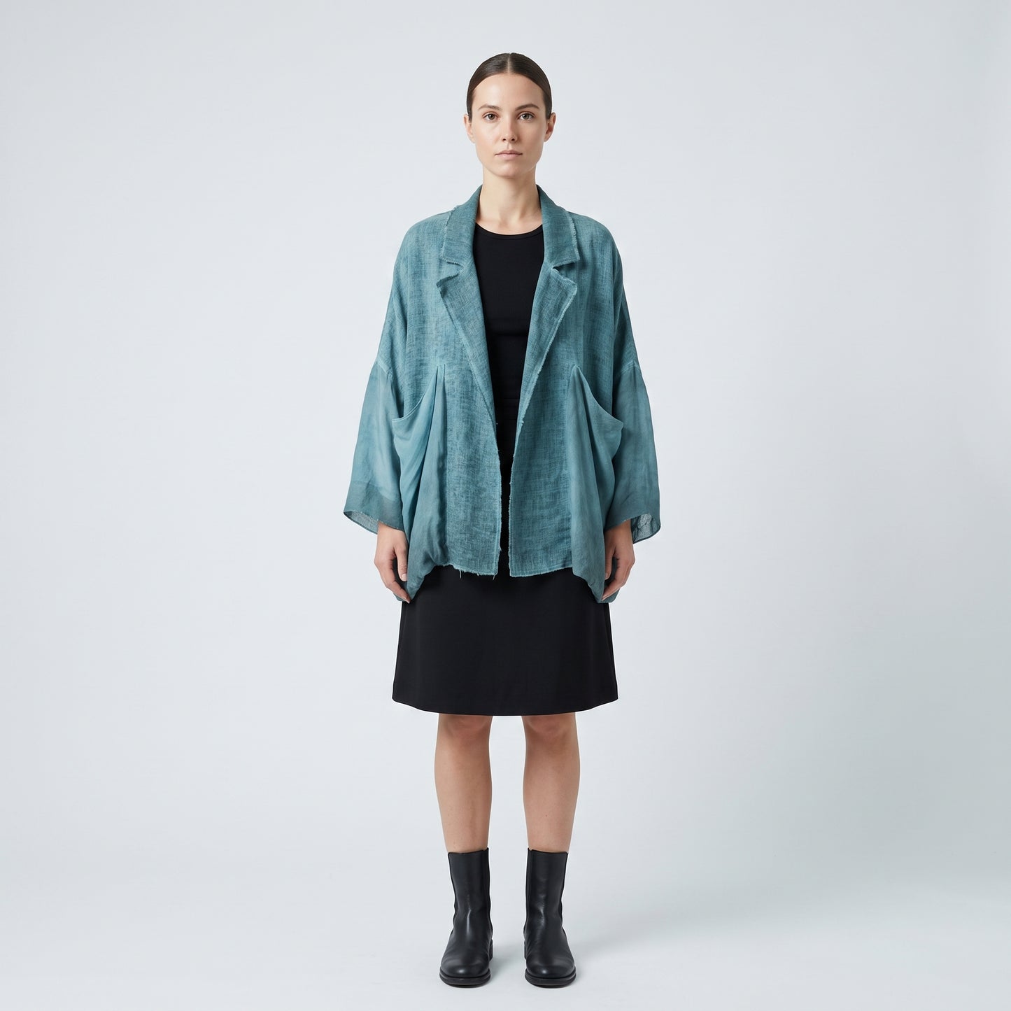 Textured Teal Oversized Blazer