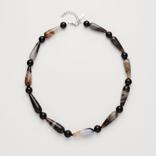 Beaded Agate Statement Necklace