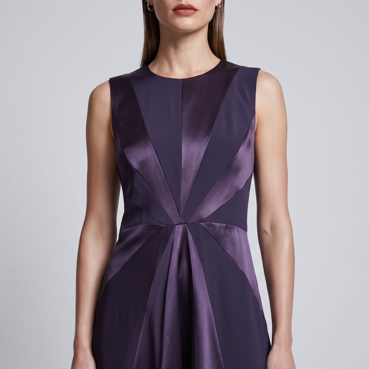 Satin Paneled Sleeveless Mini Dress