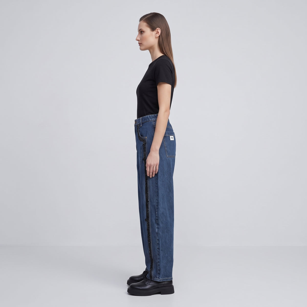 Embellished High-Rise Denim Jeans