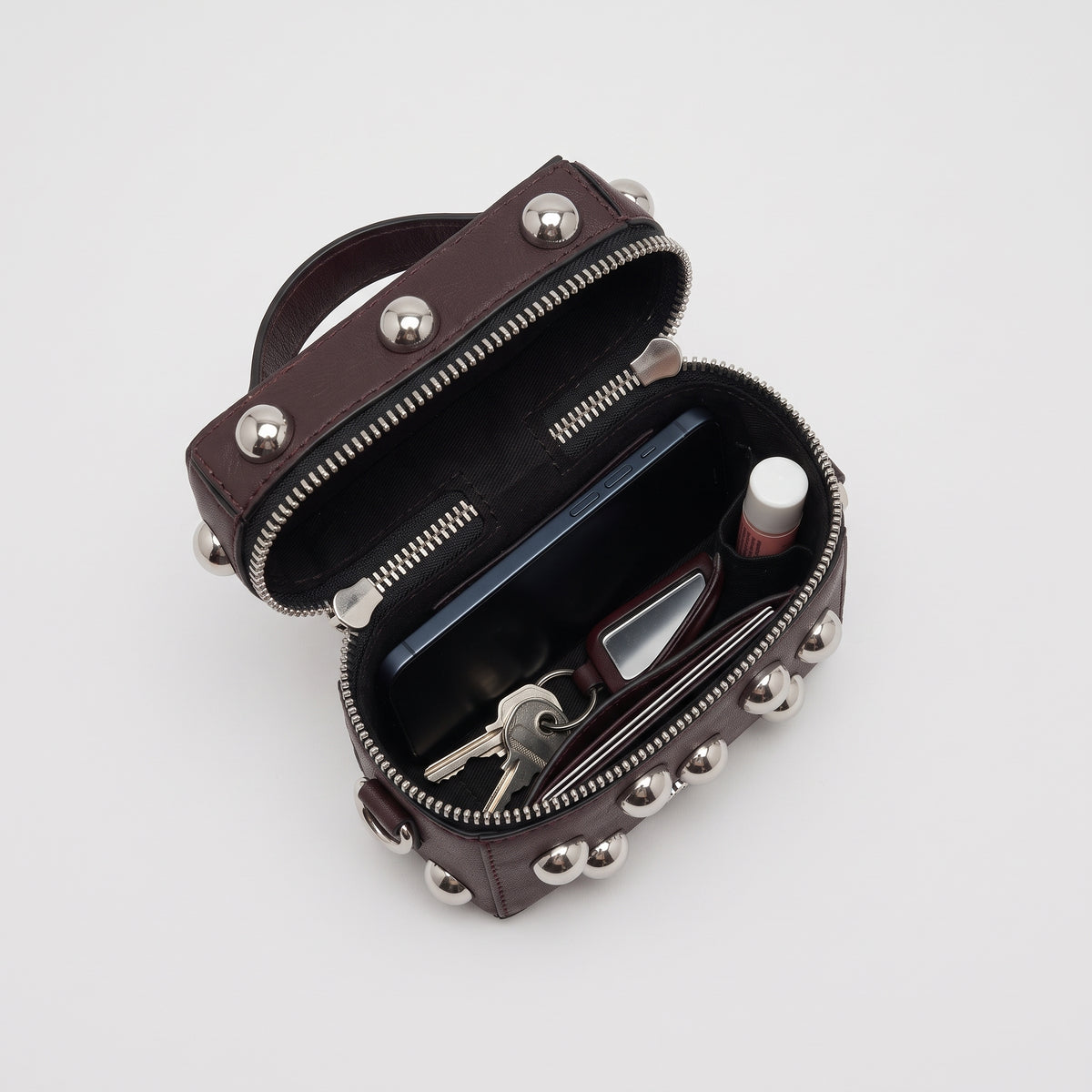 Studded Structured Leather Mini Bag