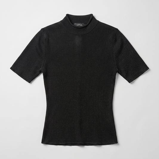 Ribbed Mock Neck Knit Top
