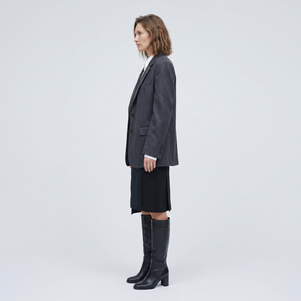 Asymmetric Tailored Black Skirt