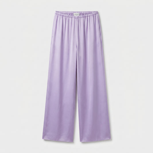 Lavender Satin Wide-Leg Trousers