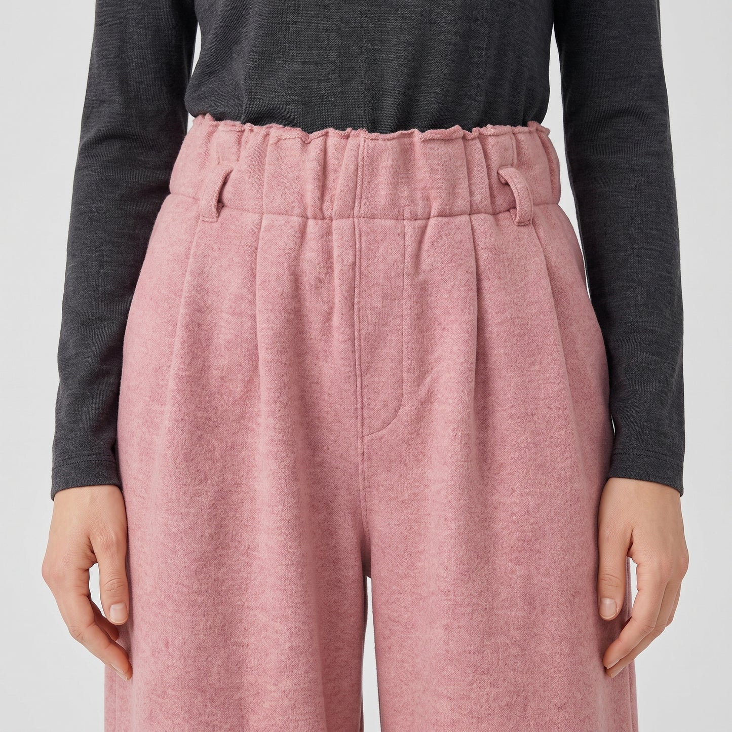 Pink Wide Leg Pleated Trousers