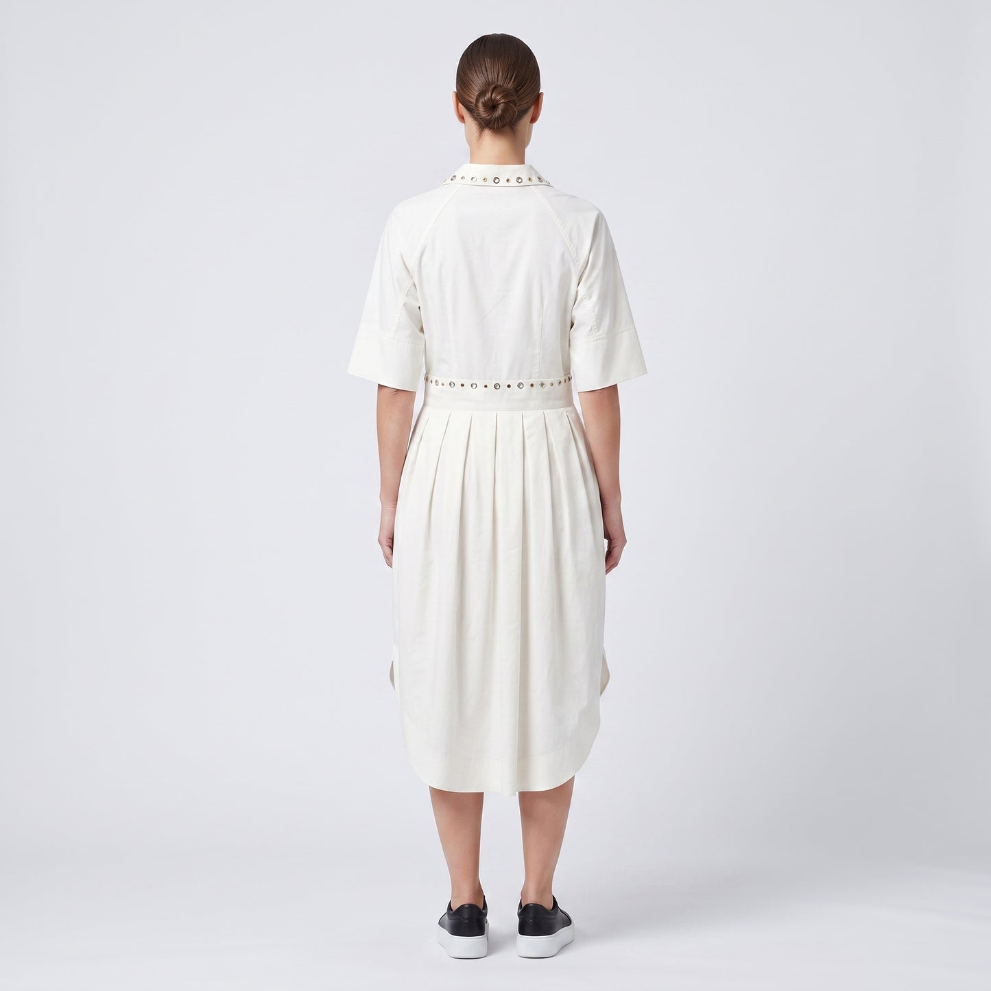 Embellished Cotton Midi Shirt Dress