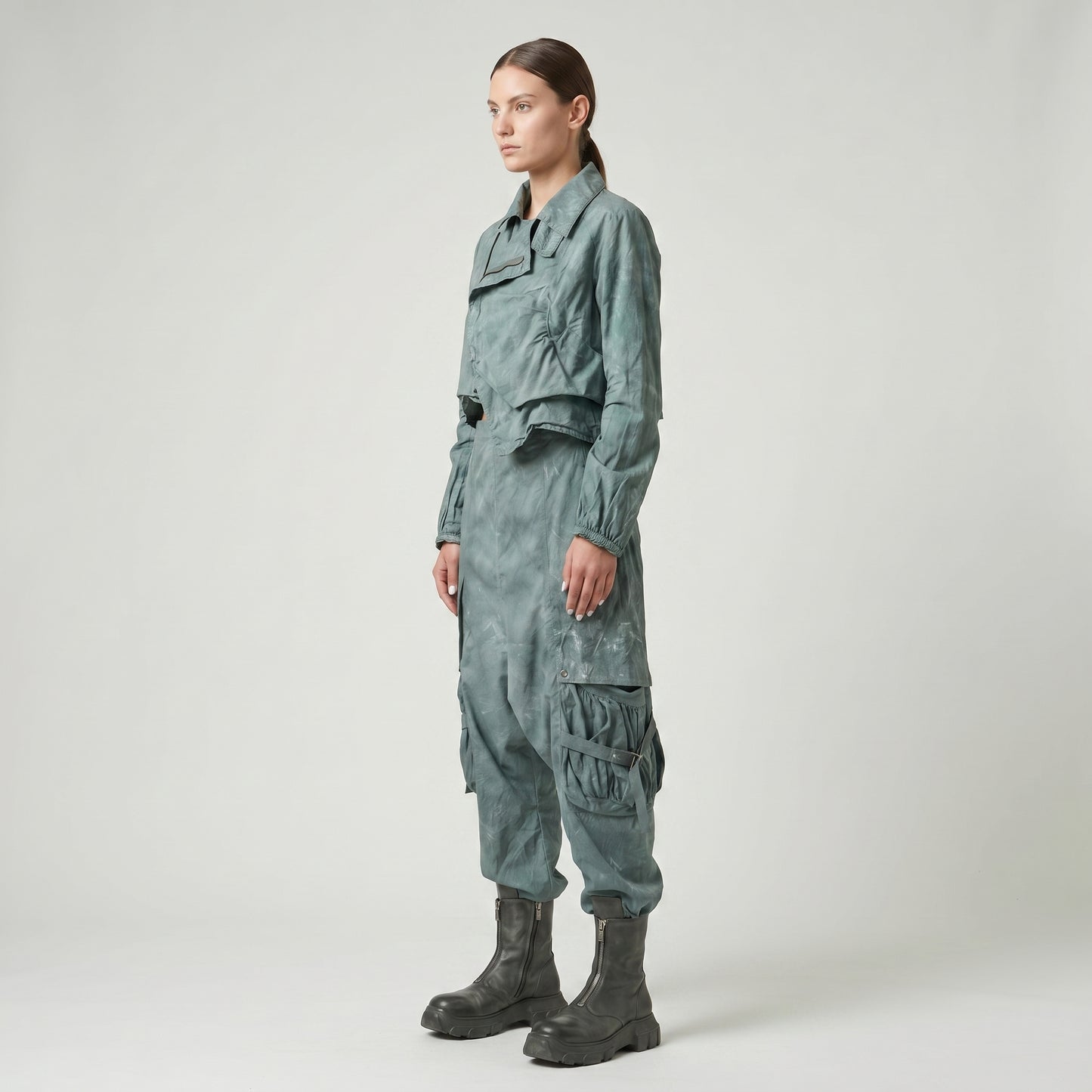 Tie-Dye Cargo Drop Crotch Trousers