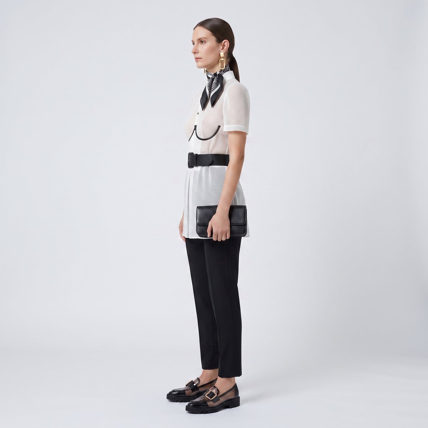 Structured Bustier Overlay Mesh Shirt