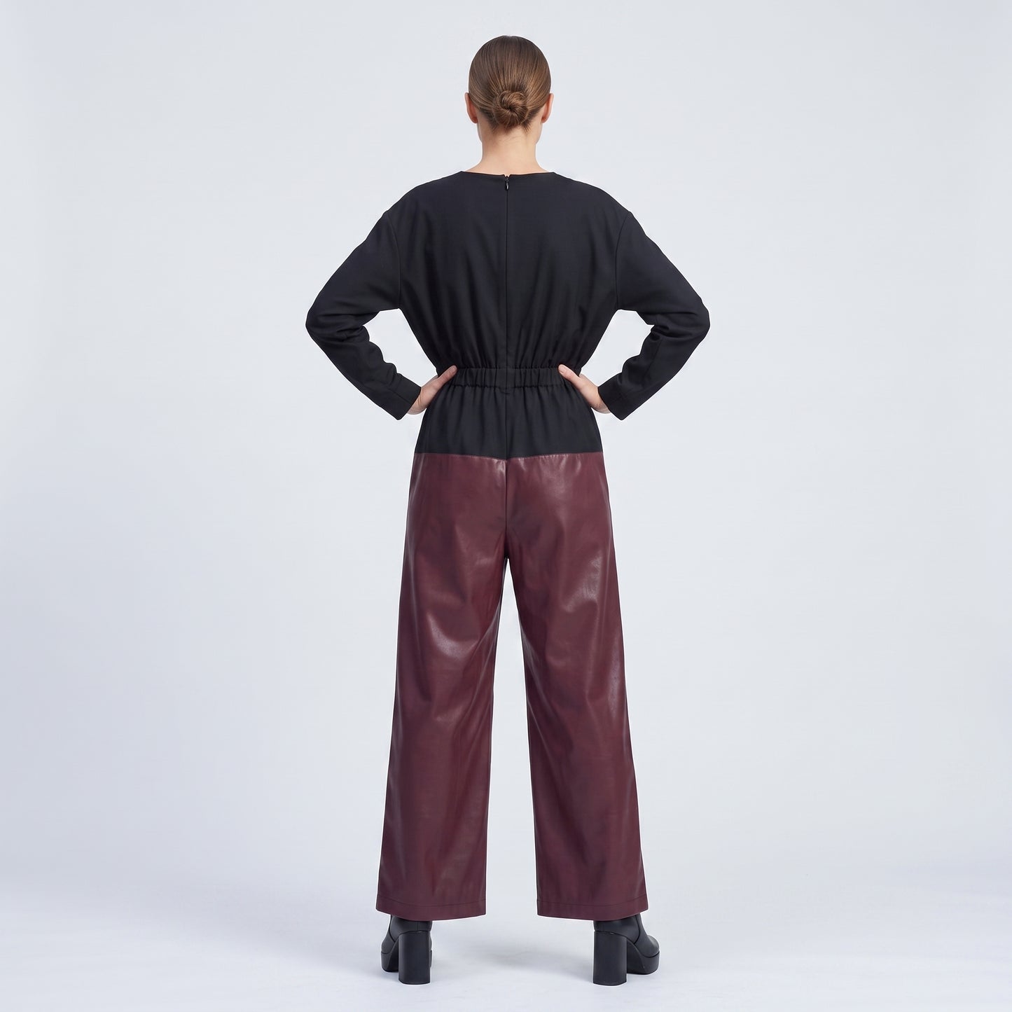 Two-Tone Fitted Waist Jumpsuit