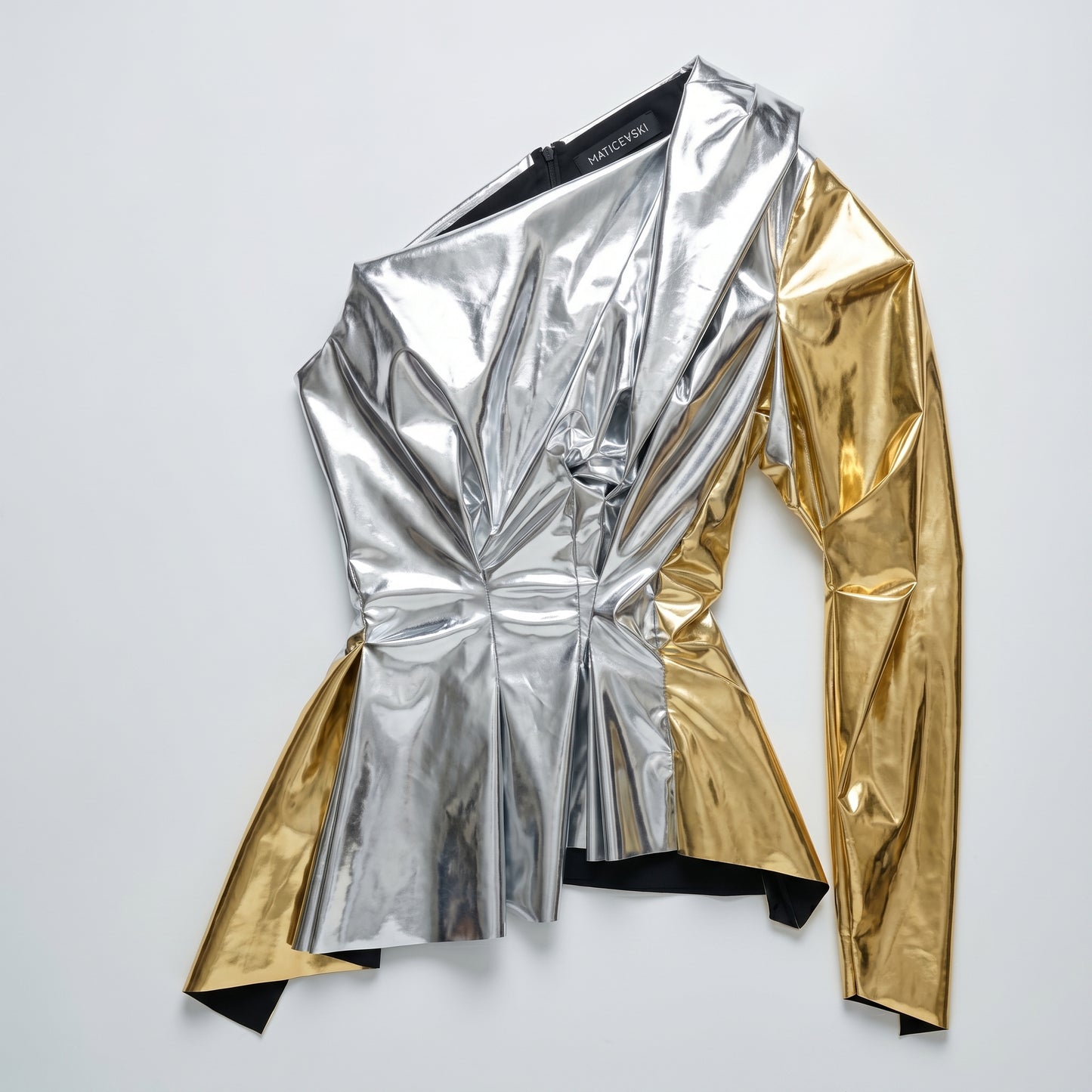 Metallic One Shoulder Asymmetric Top