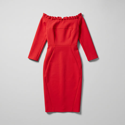 Off-Shoulder Ruffled Midi Dress